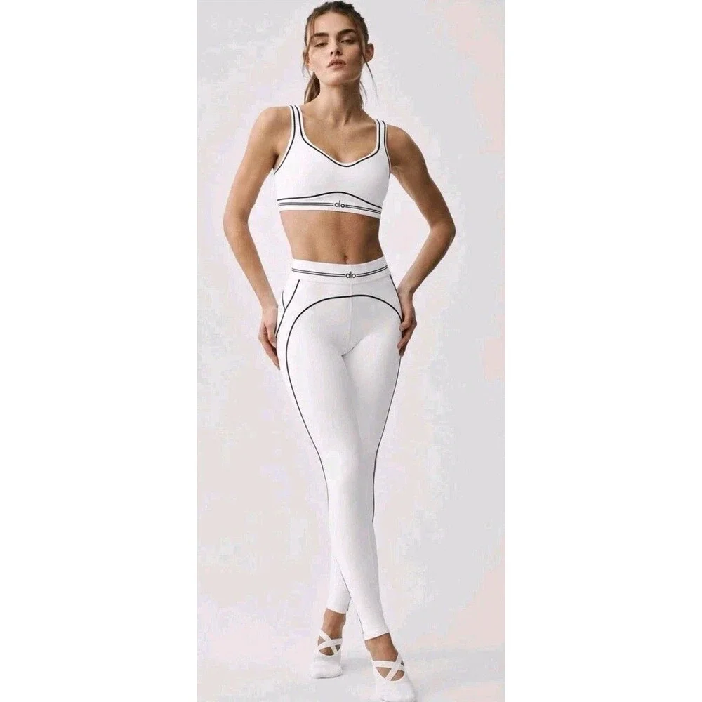 Alo Yoga Airbrush High-Waist Heart Throb Ankle Leggings XL White/Black